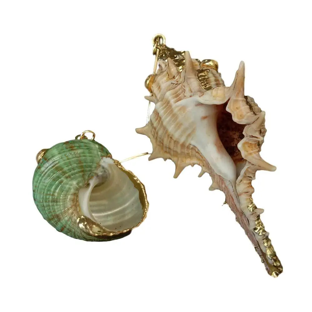 Natural Shell Cz Asymmetric Dangle Hook Earrings hiphop style for women