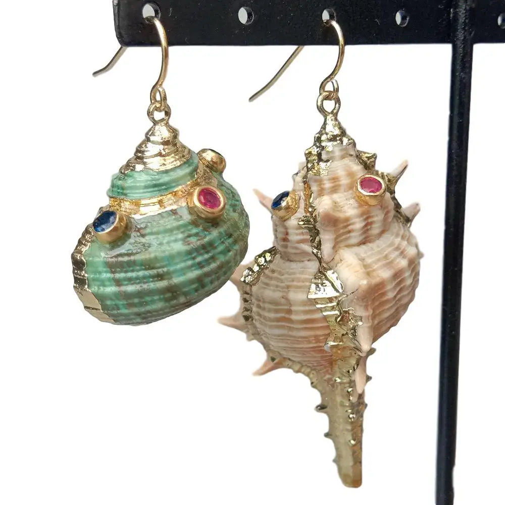 Natural Shell Cz Asymmetric Dangle Hook Earrings hiphop style for women