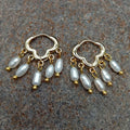 Natural Freshwater Cultured White Rice Pearl Cloud Gold plated  Hoop Earrings