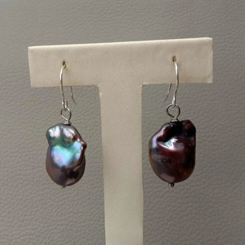 15x18MM natural Cultured Black reborn Keshi Pearl Hook Earrings luxury classic for women