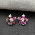Cubic Zirconia micro Pave Pearl Earrings White freshwater Pearl Rose Gold  color Plated Cz Flower Stud Earrings cute for women