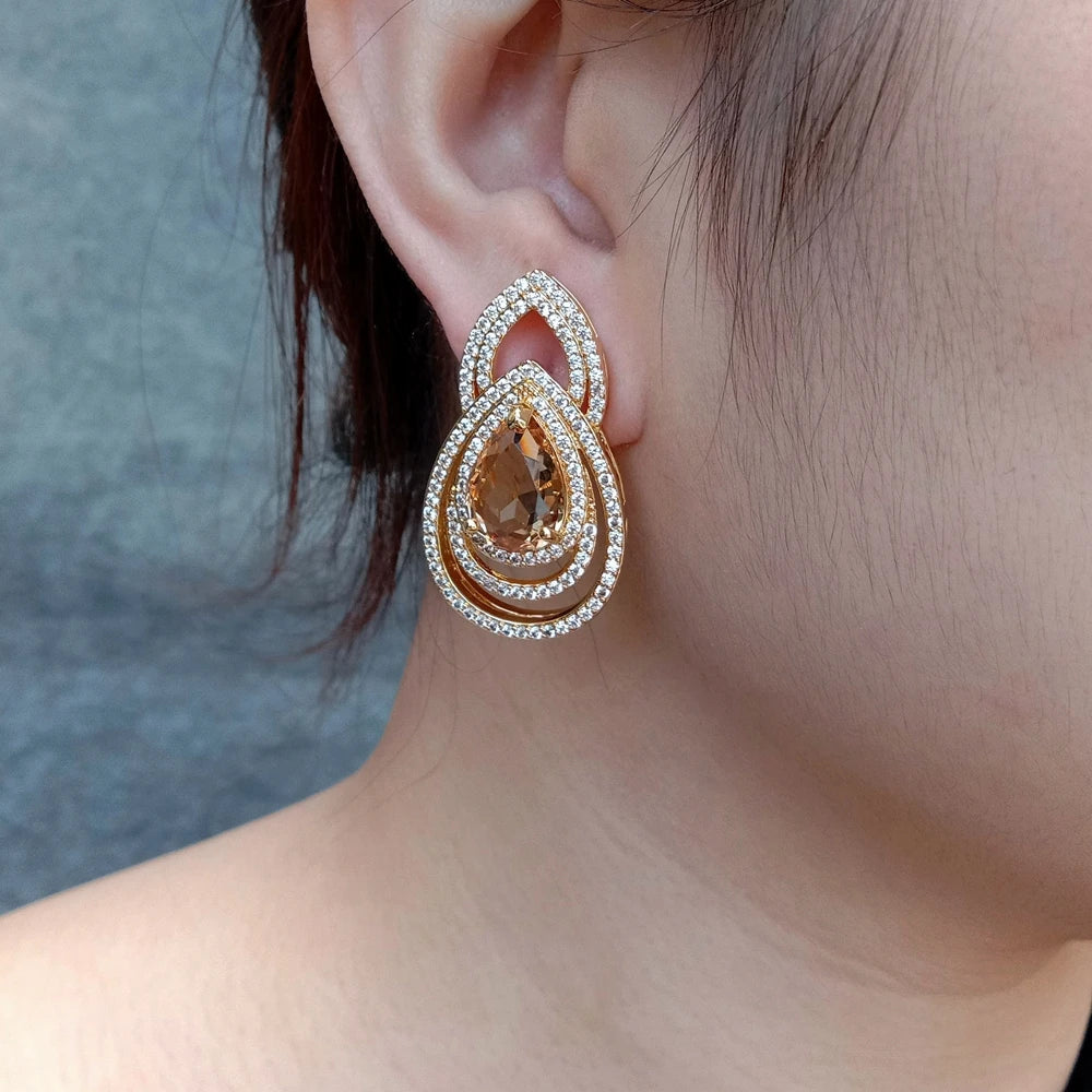 Rhinestones Earrings For Women Crystal Earrings Teardrop Drop Earrings Female Jewelry Gift