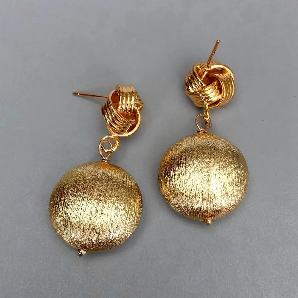 Coin Dangle Earrings Gold Color Plated Brushed Drop Earring Lady Elegant Jewelry