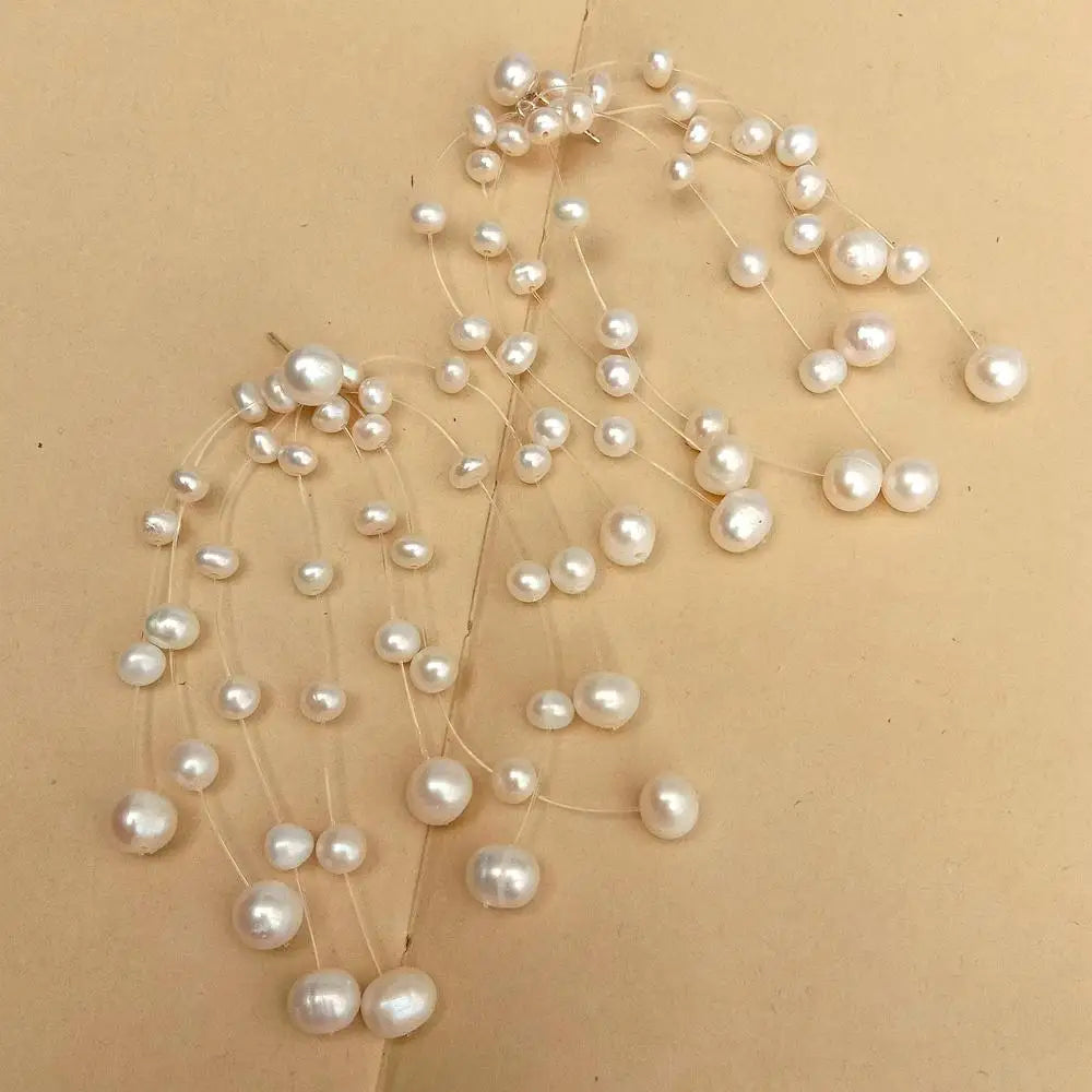 Freshwater Cultured White Pearl Green Stud Earrings