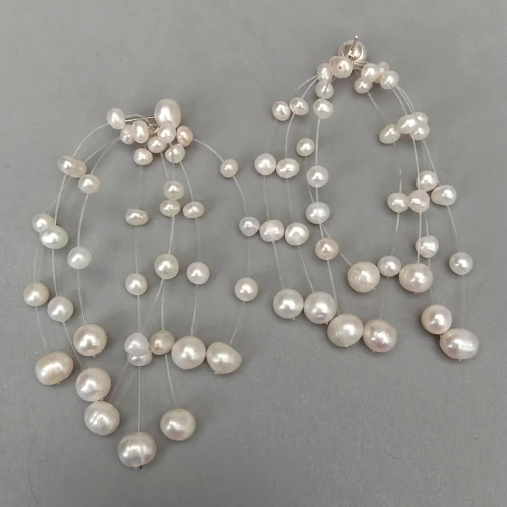 Freshwater Cultured White Pearl Green Stud Earrings