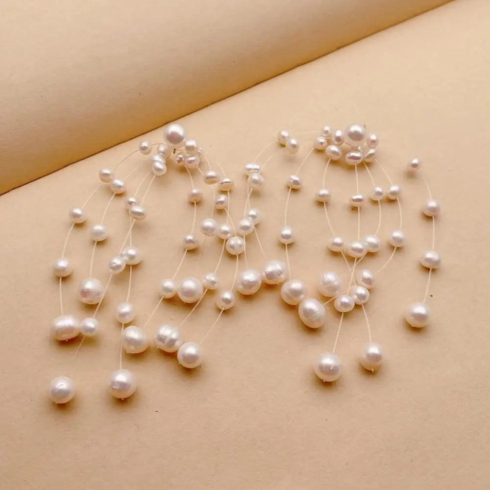 Freshwater Cultured White Pearl Green Stud Earrings