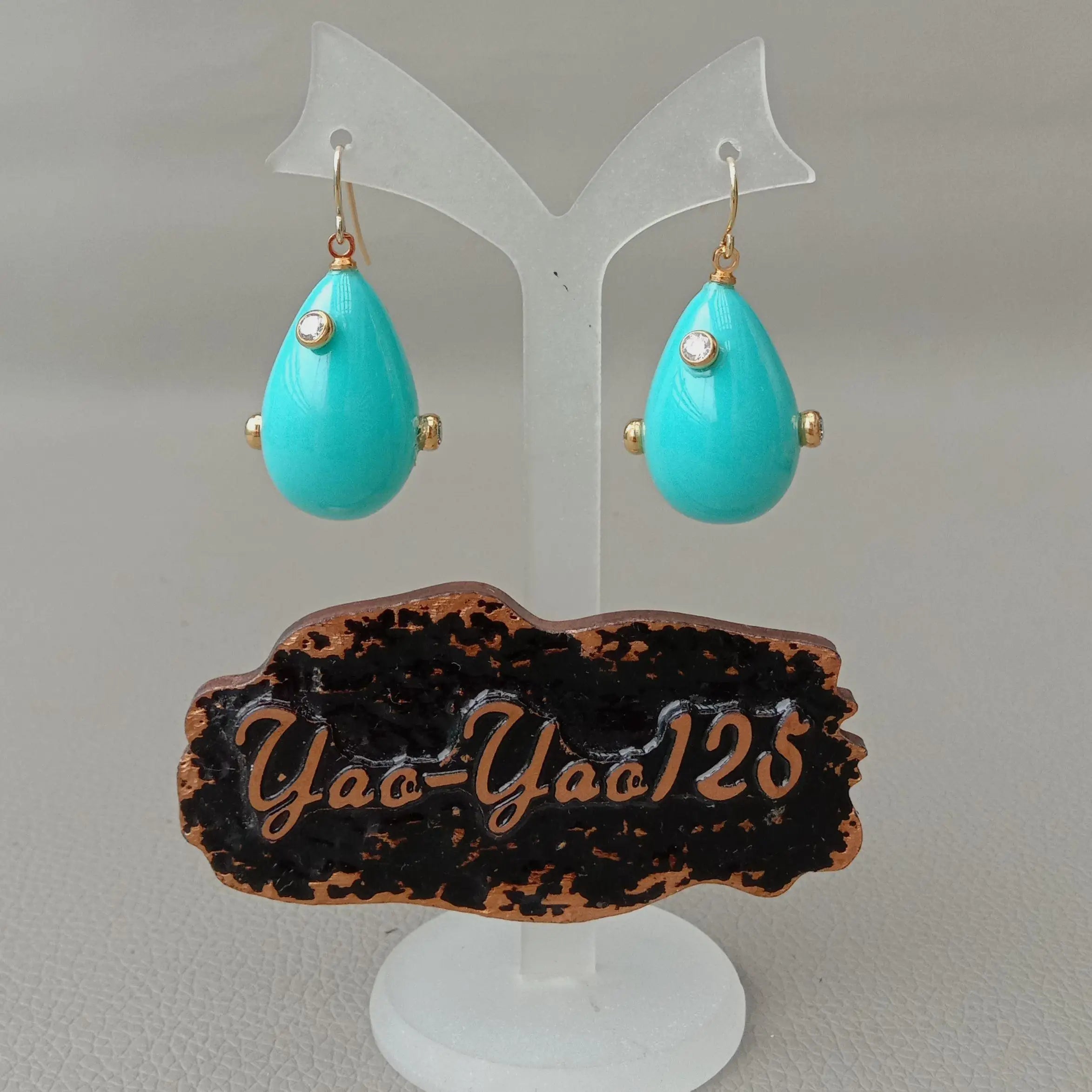 Blue Teardrop Sea Shell Pearl Cubic Zirconia Pave hook Earrings cute dangle earrings Fashion Womens Trendy Simple Hook Earring