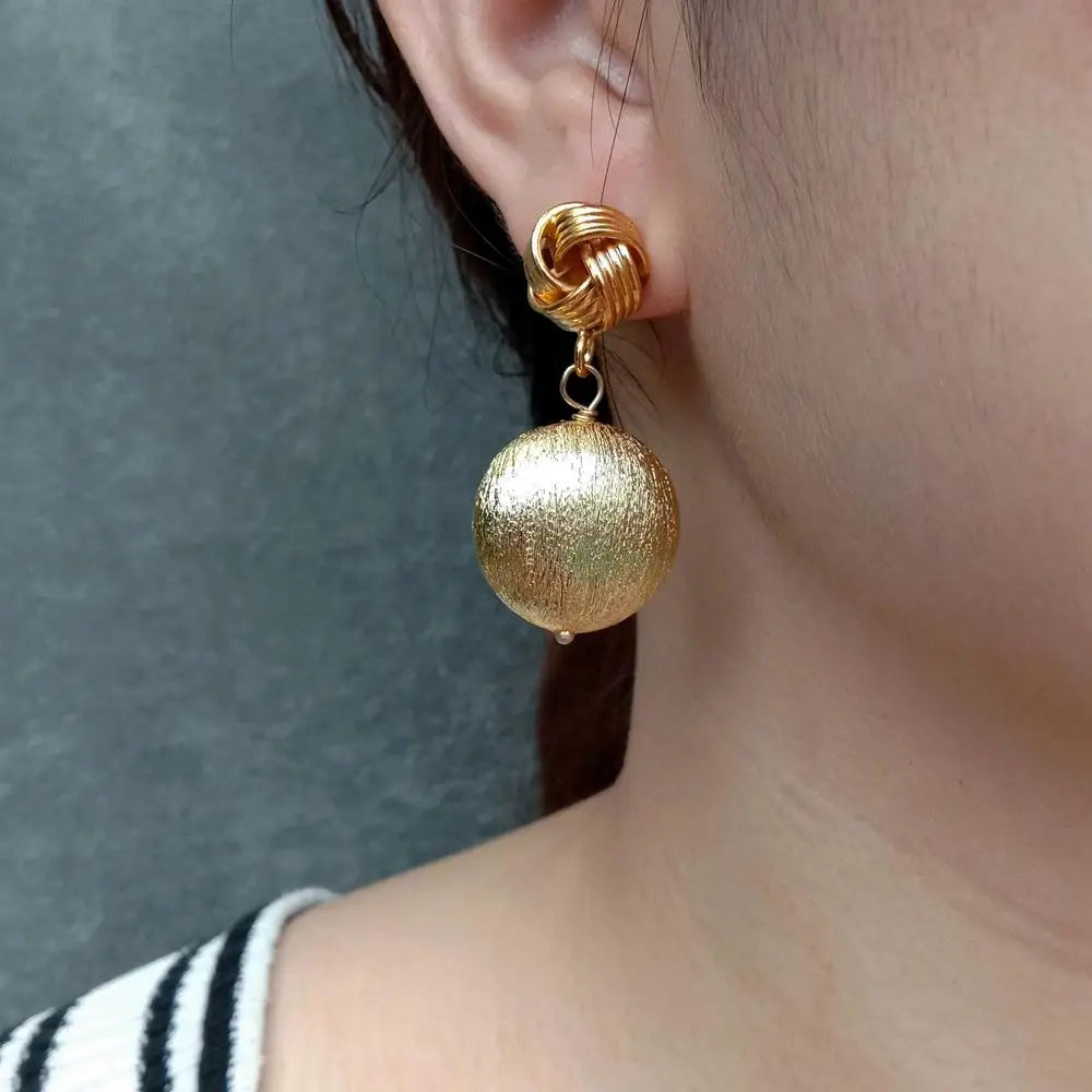 Coin Dangle Earrings Gold Color Plated Brushed Drop Earring Lady Elegant Jewelry