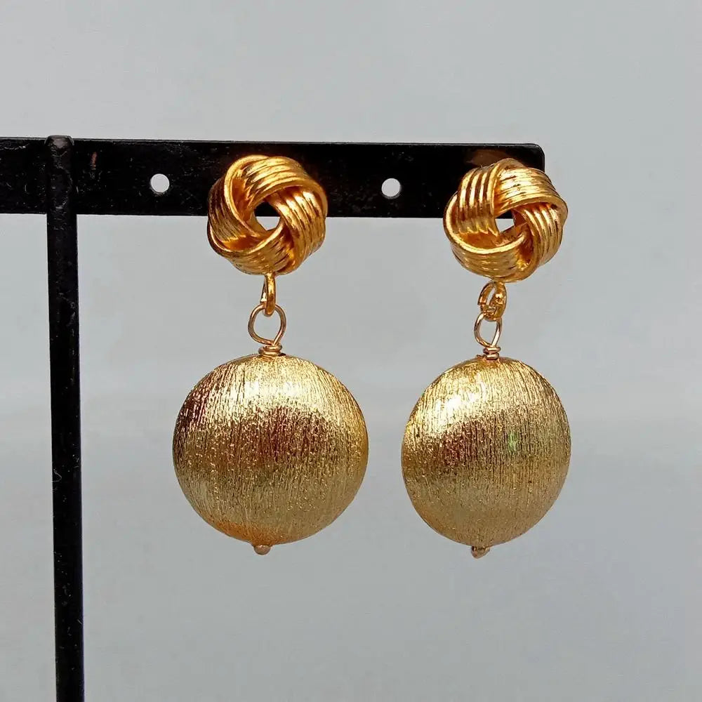 Coin Dangle Earrings Gold Color Plated Brushed Drop Earring Lady Elegant Jewelry