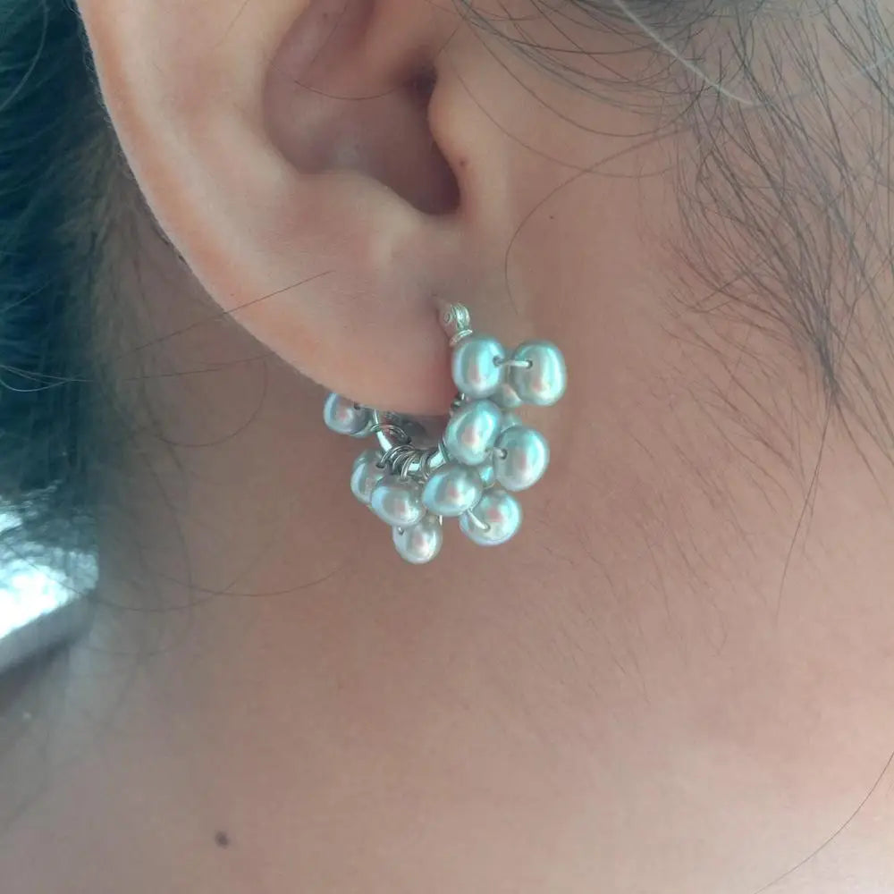 Gray freshwater Pearl Hook Earrings handmade