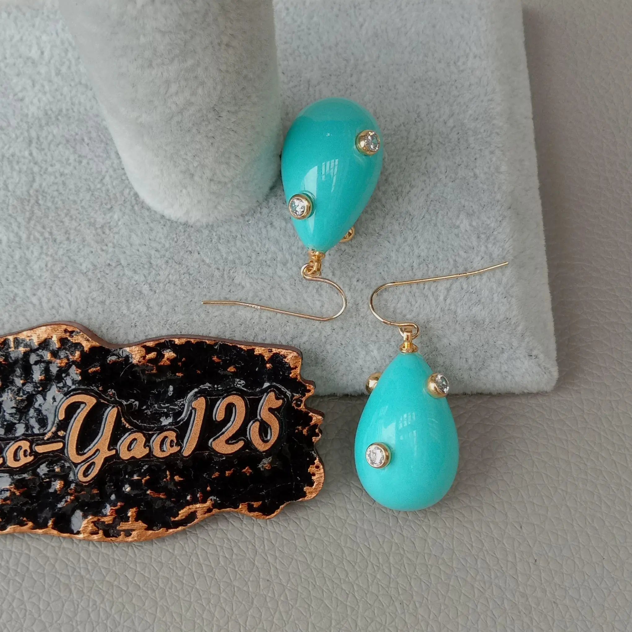 Blue Teardrop Sea Shell Pearl Cubic Zirconia Pave hook Earrings cute dangle earrings Fashion Womens Trendy Simple Hook Earring