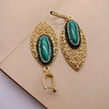 Natural Green Malachite Crystal Pave Dangle Drop Earrings For Women