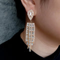 Rhinestone Tassel Drop Earrings For Women Elegant Teardrop Jewelry
